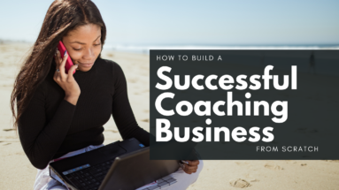 Building a Successful Coaching Business from Scratch - black woman on laptop on the beach